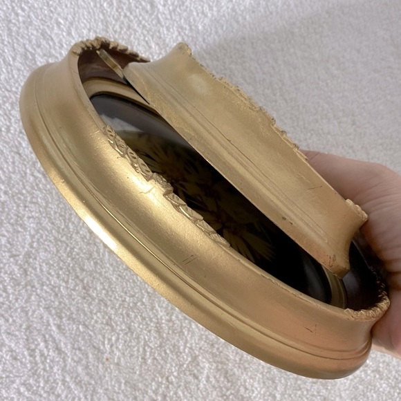 Vintage Floral Oval Wall Art Set W Gold Tone Chunky Frames x2 - Picture 7 of 10